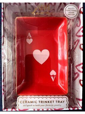 ACE Of HEARTS Ceramic Trinket Tray Red Style Diva Multi Functional Home Decor